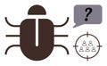 Cybersecurity Threat with Bug, Question Mark, and Targeted Group Icon Royalty Free Stock Photo