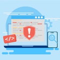 Bug Testing Concepts. Coding Debugging with AI. Code automation testing. Software development, control and debugging. Royalty Free Stock Photo