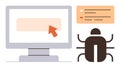 Bug Testing and Debugging Concept with Computer Monitor, Cursor, and Code Review Panel Royalty Free Stock Photo