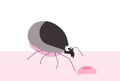 Bug, tick. blood-sucking parasite. Insect pest. Tick character, vector illustration Royalty Free Stock Photo