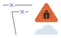Bug Warning in Network System with Cloud Computing Metaphor Royalty Free Stock Photo