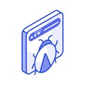 Bug on webpage showing concept isometric vector of malicious website