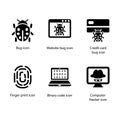 Bug, Website bug, Credit card bug, Finger print, Binary code, Computer Hacker, icon Royalty Free Stock Photo
