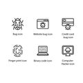Bug, Website bug, Credit card bug, Finger print, Binary code, Computer Hacker, icon Royalty Free Stock Photo