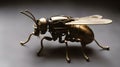 bug on a white background A steampunk flashing firefly - lightning bug. The firefly is a scientific experiment that escaped