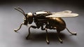 bug on a white background A steampunk flashing firefly - lightning bug. The firefly is a scientific experiment that escaped Royalty Free Stock Photo