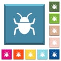 Bug white icons on edged square buttons Royalty Free Stock Photo