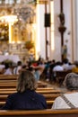 People at the Interior of the Minor Basilica of the Lord of Miracles located in the city of Guadalajara de Buga