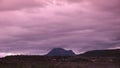 Bugarach peak resembling Mount Sinai with moving clouds in Corbieres