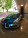 Bugatti car under bright lights