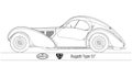 Bugatti Type 57 Atlantic Coup, vintage car silhouette