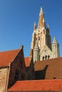 Bruges architecture - the Church of Our Lady tower Royalty Free Stock Photo