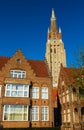 Bruges architecture - the Church of Our Lady tower Royalty Free Stock Photo