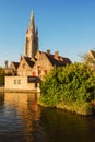 Bruges architecture - the Church of Our Lady tower Royalty Free Stock Photo