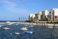 Bugibba harbour and Mediterranean Sea, Malta Royalty Free Stock Photo