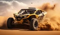 A Buggy Adventure: Exploring the Desert Sands in a Yellow and Black Beast Royalty Free Stock Photo