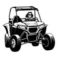 Buggy ATV Quad Bike and Sexy Girl - Extreme Dirt Bike 4x4 - Clipart, Vector Design Royalty Free Stock Photo