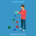 Buggy device debugging flat vector technology infographics