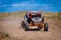 Buggy extreme riding in sandy track. UTV, 4x4, rally