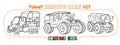 Funny Buggy car or outroader coloring book set.