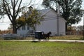 Buggy Passes Amish School