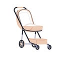 Buggy pram, summer stroller. Foldable pushchair. Baby carriage. Empty wheeled carrier, trolley for newborn. Kids street