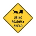 Buggy road sign using roadway ahead
