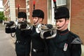 Buglers of the Rifles sound the last post at a military parade