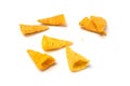 bugles salted appetizers pile on white background Royalty Free Stock Photo