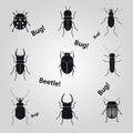 Bugs and beetles icons set Royalty Free Stock Photo
