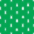 Bugs and beetles simple seamless green pattern Royalty Free Stock Photo