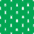 Bugs and beetles simple seamless green pattern