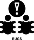 bugs, error, flaw, problem, trouble, defect solid glyph icon