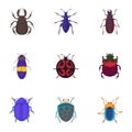 Bugs icons set, cartoon style