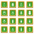 Bugs icons set green