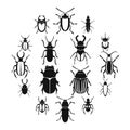 Bugs icons set, simple style