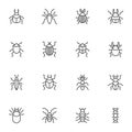 Bugs insects line icons set Royalty Free Stock Photo