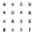 Bugs insects vector icons set