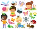 Bugs and Kids Clipart Set