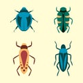 Bugs vector icons for web design isolated on white background. Bug and Insect set in cartoon style.