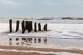 Wooden jetty at a beach of Sylt