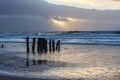 Wooden jetty at a beach of Sylt