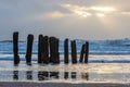 Wooden jetty at a beach of Sylt