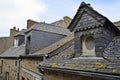 Buidings roofs details in Mont Saint Michele in France, Normandy