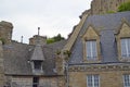 Buidings roofs details in Mont Saint Michele in France, Normandy