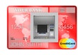 Build In Bank Cash ATM Machine in Credit Card. 3d Rendering Royalty Free Stock Photo