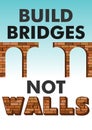 Build bridges not walls text. Poster, flyer template for march, demonstration. Protecting women`s rights, refugees