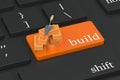 Build concept on keyboard button Royalty Free Stock Photo