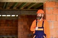 Build and construction. Skilled architect repair and fix. engineer career. mature bearded man use hammer. man builder in