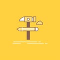 Build, design, develop, tool, tools Flat Line Filled Icon. Beautiful Logo button over yellow background for UI and UX, website or Royalty Free Stock Photo